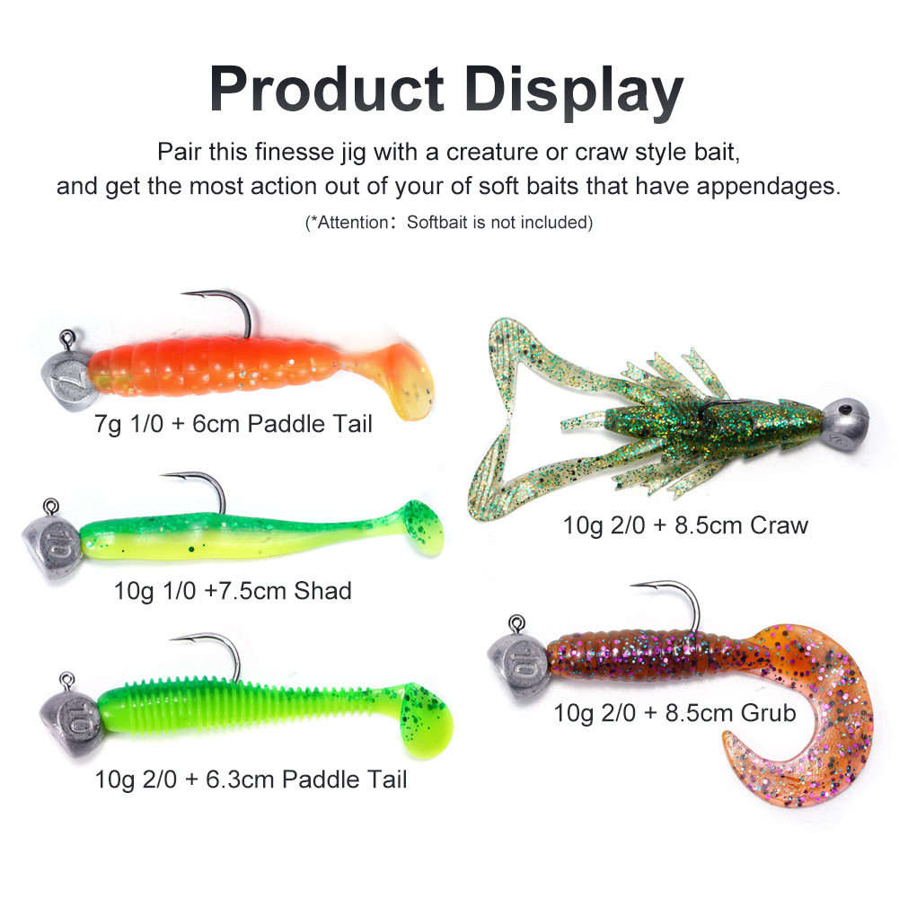 Noeby Jig Head 7g 10g 1/0 2/0  - Fishing Hook Offset reseña y precio